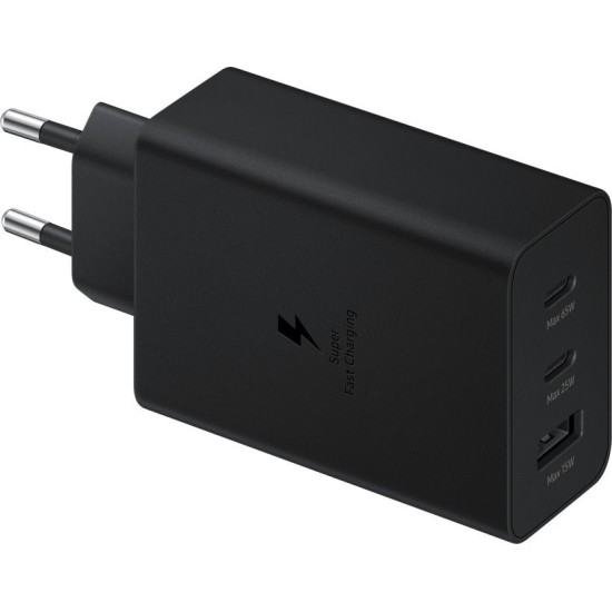 Încărcător de Rețea Samsung Trio EP-T6530NBE, 65W, 2x USB-C, 1x USB-A, Negru (Cabluri Telefon, EP-T6530NBEGEU) by www.silkase.ro