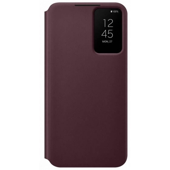 Husa Originala Samsung Clear View Case pentru Galaxy S22+, Vișiniu (Burgundy) (Bakr, EF-ZS906CEEGWW) by www.silkase.ro