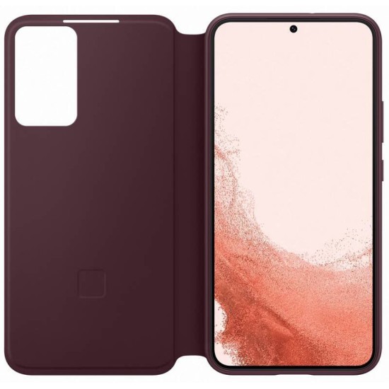 Husa Originala Samsung Clear View Case pentru Galaxy S22+, Vișiniu (Burgundy) (Bakr, EF-ZS906CEEGWW) by www.silkase.ro