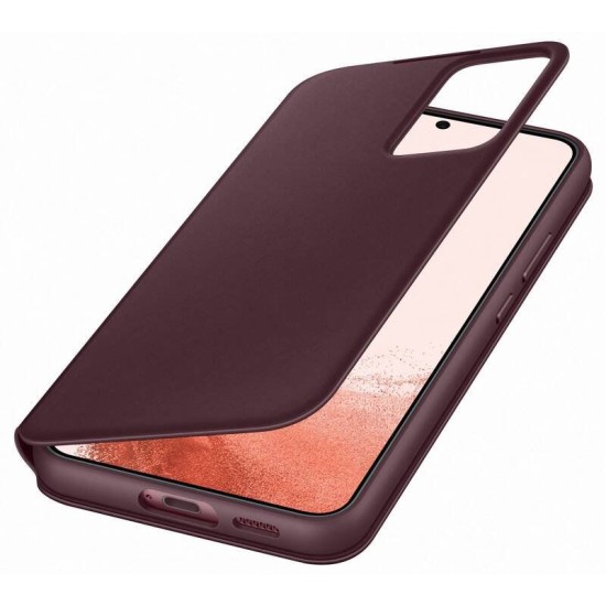 Husa Originala Samsung Clear View Case pentru Galaxy S22+, Vișiniu (Burgundy) (Bakr, EF-ZS906CEEGWW) by www.silkase.ro