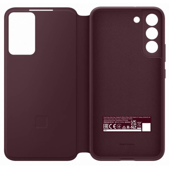 Husa Originala Samsung Clear View Case pentru Galaxy S22+, Vișiniu (Burgundy) (Bakr, EF-ZS906CEEGWW) by www.silkase.ro