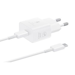 Pachet Încărcător Rețea Samsung (EP-T2510XWE) 25W + Cablu USB-C, Alb