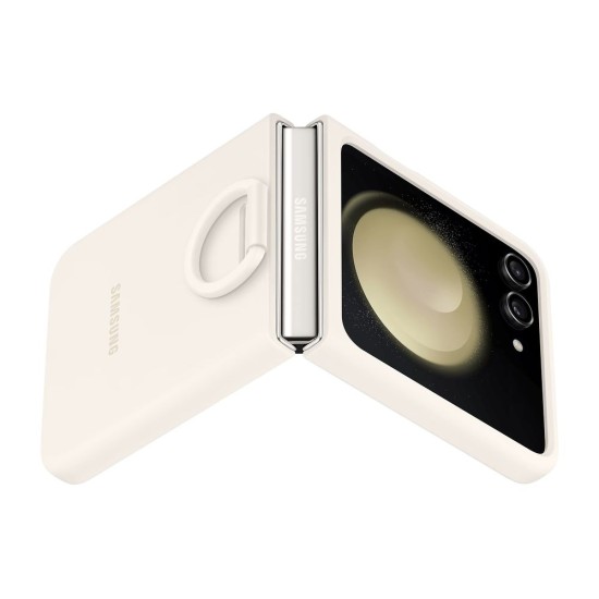 Husă de Protecție Samsung Silicone Cover cu Inel pentru Galaxy Z Flip 5, Cream (EF-PF731TUE) (Bakr, EF-PF731TUEGWW) by www.silkase.ro