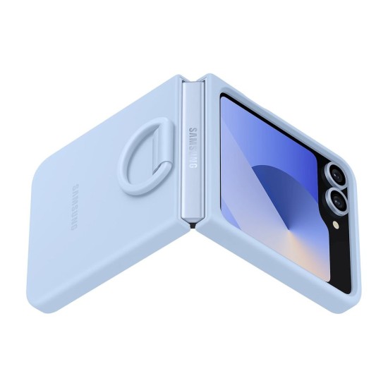 Husă Samsung Silicone Cover cu Inel pentru Galaxy Z Flip 6 / 7 FE, Blue (Bakr, EF-PF741TLEGWW) by www.silkase.ro
