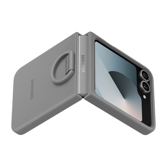 Husa Originala Samsung Silicone Cover cu Inel pentru Galaxy Z Flip 6 / 7 FE, Gri (Bakr, EF-PF741TJEGWW) by www.silkase.ro