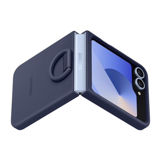 Husa Originala Samsung Silicone Cover cu Inel pentru Galaxy Z Flip 6 / 7 FE, Bleumarin Husa Originala Samsung Silicone Cover cu Inel pentru Galaxy Z Flip 6 / 7 FE, Bleumarin (Bakr, EF-PF741TNEGWW) by www.silkase.ro