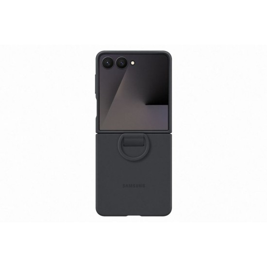 Husa Originala Samsung Silicone Cover cu Inel pentru Galaxy Z Flip 7, Neagra (Bakr, EF-PF766TBEGWW) by www.silkase.ro