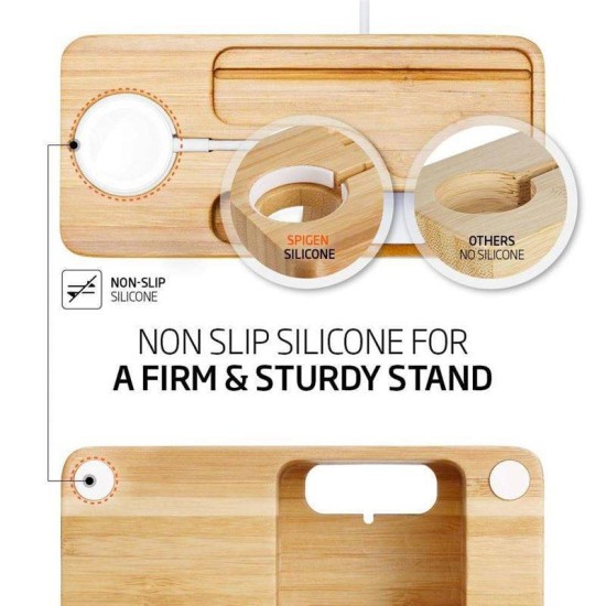 Suport pentru Apple Watch + iPhone S370, Spigen, Bambus (Ingredi, 000ST20295) by www.silkase.ro