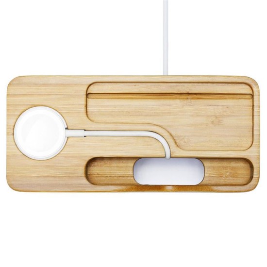 Suport pentru Apple Watch + iPhone S370, Spigen, Bambus (Ingredi, 000ST20295) by www.silkase.ro