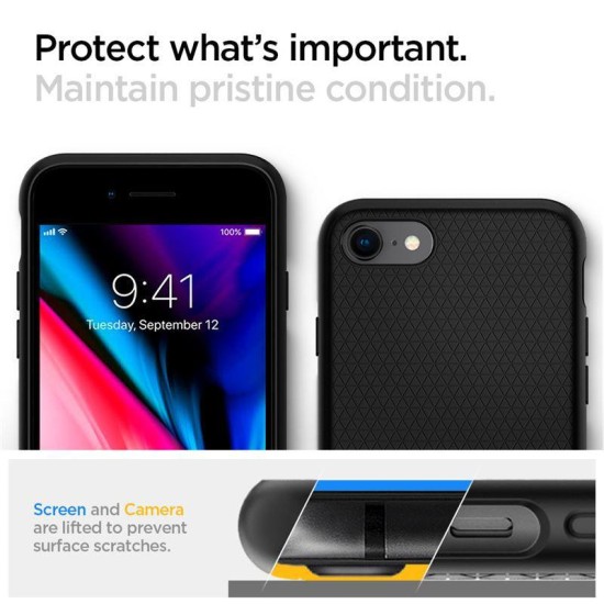 Husa Spigen Liquid Air pentru iPhone SE 2 / iPhone SE 3, Anti amprenta, Negru (iPhone 7, 042CS20511) by www.silkase.ro