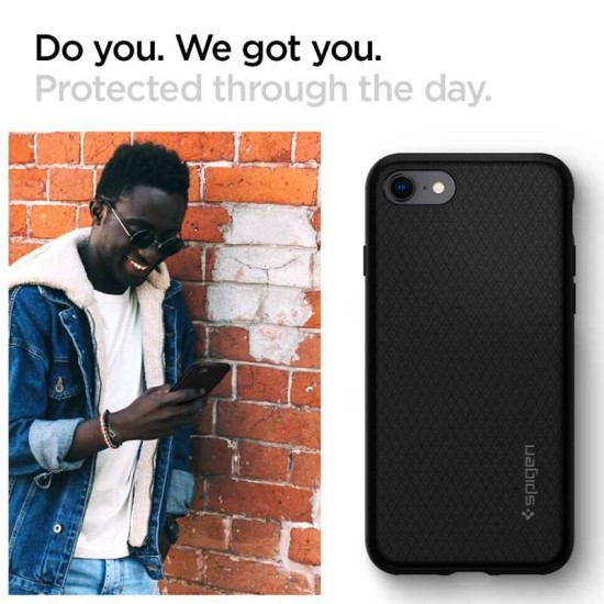 Husa Spigen Liquid Air pentru iPhone SE 2 / iPhone SE 3, Anti amprenta, Negru (iPhone 7, 042CS20511) by www.silkase.ro