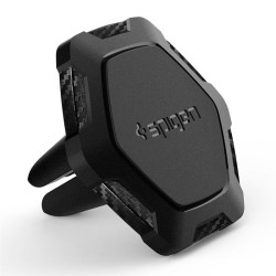 Suport auto de telefon, Spigen, QS11, Magnetic, Montare pe grila de ventilatie, Negru, Rotativ 360 grade, Universal