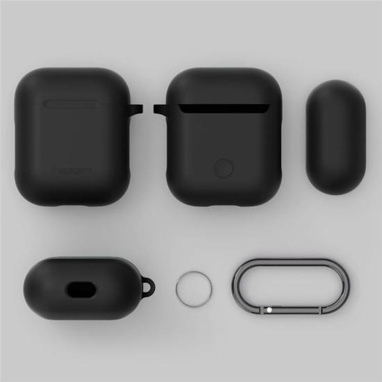 Husa de protectie din silicon Spigen, pentru Apple AirPods, Negru (Ingredi, 066CS24808) by www.silkase.ro