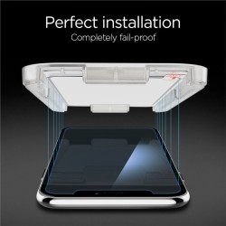Folie din sticla securizata EZ FIT, Spigen, pentru iPhone XR, Transparent + cadru aplicator Folie din sticla securizata EZ FIT, Spigen, pentru iPhone XR, Transparent + cadru aplicator