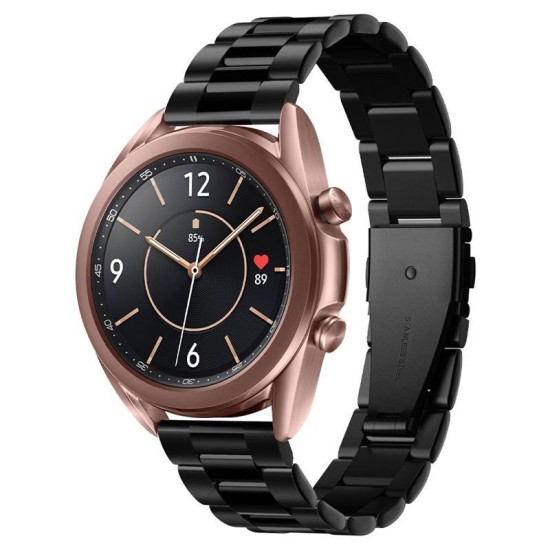 Curea ceas Modern Fit Spigen, pentru Galaxy Watch, latime curea 20 mm, inchidere securizata, zale otel inoxidabil, design modern, kit ajustare lungime, negru (Ingredi, 600WB24980) by www.silkase.ro