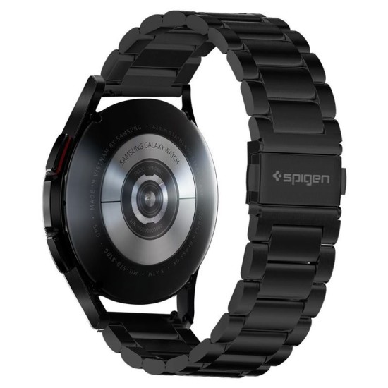 Curea ceas Modern Fit Spigen, pentru Galaxy Watch, latime curea 20 mm, inchidere securizata, zale otel inoxidabil, design modern, kit ajustare lungime, negru (Ingredi, 600WB24980) by www.silkase.ro