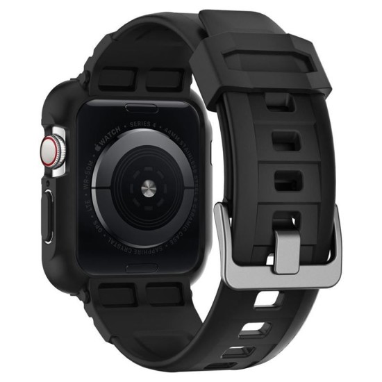 Husa Spigen Rugged Armor Pro, pentru Apple Watch Seriile 7/6/5/4/SE (44mm/45mm), Antisoc, Curea inclusa, Negru (Spigen, Ingredi) by www.silkase.ro SPIGEN Husă Rugged Armor Pro Apple Watch 49/46/45/44mm (Ultra 3-1/Seria 11/SE), Curea Inclusă, Negru (Ingredi, 062CS25324) by www.silkase.ro