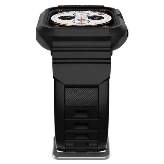 Husa Spigen Rugged Armor Pro, pentru Apple Watch Seriile 7/6/5/4/SE (44mm/45mm), Antisoc, Curea inclusa, Negru (Spigen, Ingredi) by www.silkase.ro SPIGEN Husă Rugged Armor Pro Apple Watch 49/46/45/44mm (Ultra 3-1/Seria 11/SE), Curea Inclusă, Negru (Ingredi, 062CS25324) by www.silkase.ro