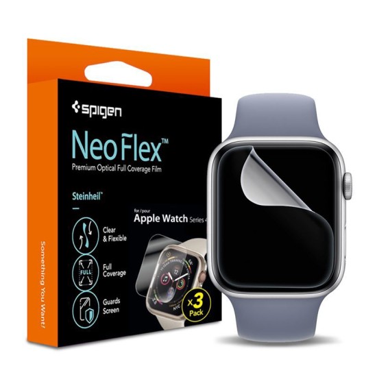 Set 3xFolie de Protectie Spigen Neo Flex HD pentru Apple Watch Seriile 6/5/4/SE (40 mm), Case-Friendly, Transparenta (Ingredi, 061FL25575) by www.silkase.ro