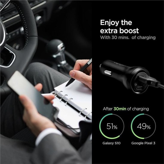 Incarcator auto Spigen F31QC, 2xUSB, QC 3.0, 27W, Black (Spigen, Incarcatoare) by www.silkase.ro Incarcator auto Spigen F31QC, 2xUSB, QC 3.0, 27W, Black (Incarcatoare, 000CP25597) by www.silkase.ro