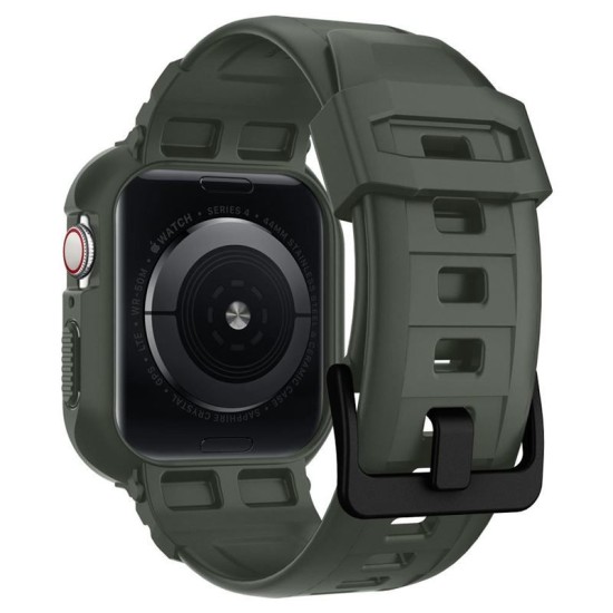 Husa curea Apple Watch 4 44 mm TPU SPIGEN Rugged Armor Pro Military Green (Ingredi, 062CS26016) by www.silkase.ro