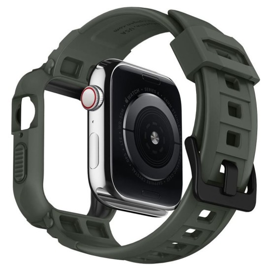 Husa curea Apple Watch 4 44 mm TPU SPIGEN Rugged Armor Pro Military Green (Ingredi, 062CS26016) by www.silkase.ro
