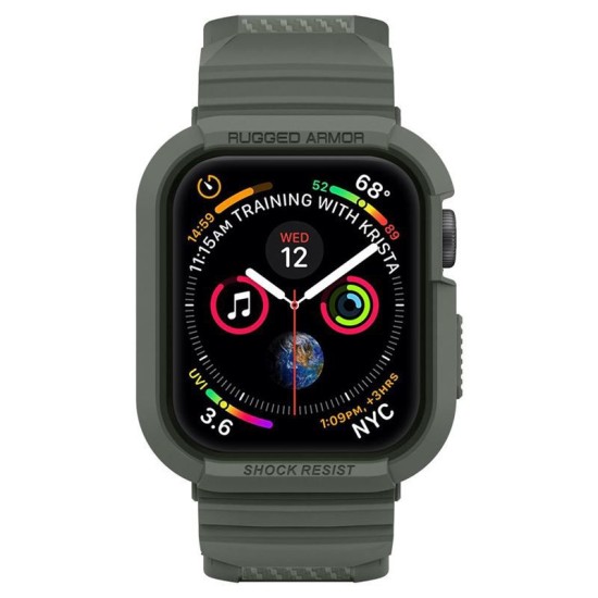 Husa curea Apple Watch 4 44 mm TPU SPIGEN Rugged Armor Pro Military Green (Ingredi, 062CS26016) by www.silkase.ro