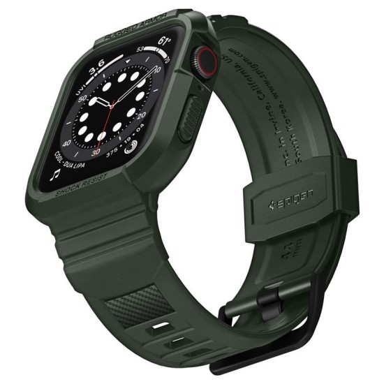 Husa curea Apple Watch 4 44 mm TPU SPIGEN Rugged Armor Pro Military Green (Ingredi, 062CS26016) by www.silkase.ro