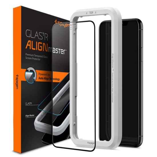 Folie ecran Spigen AlignMaster Glas.tR Full Cover, pentru iPhone 11 Pro Max, 9H, Case Friendly, Negru (Spigen, Ingredi) by www.silkase.ro Folie ecran Spigen AlignMaster Glas.tR Full Cover, pentru iPhone 11 Pro Max, 9H, Case Friendly, Negru (Ingredi, AGL00098) by www.silkase.ro