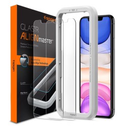 Set 2 folii sticla cu sistem de montare Spigen AlignMaster Glas.tR Slim compatibil cu iPhone 11/XR