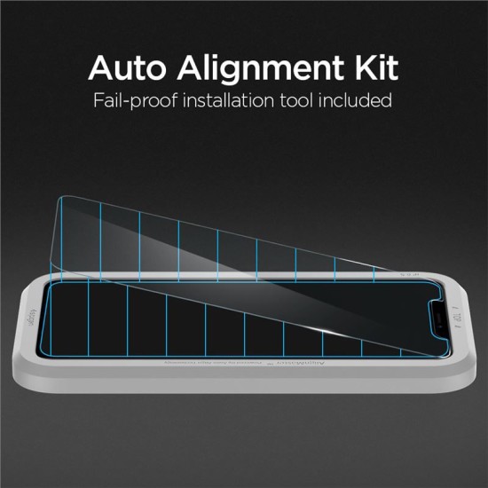 Set 2 x Folie ecran Spigen AlignMaster Glas.tR Slim, pentru iPhone 11 Pro, 9H, Transparent (Ingredi, AGL00109) by www.silkase.ro