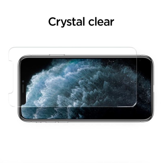 Set 2 x Folie ecran Spigen AlignMaster Glas.tR Slim, pentru iPhone 11 Pro, 9H, Transparent (Ingredi, AGL00109) by www.silkase.ro