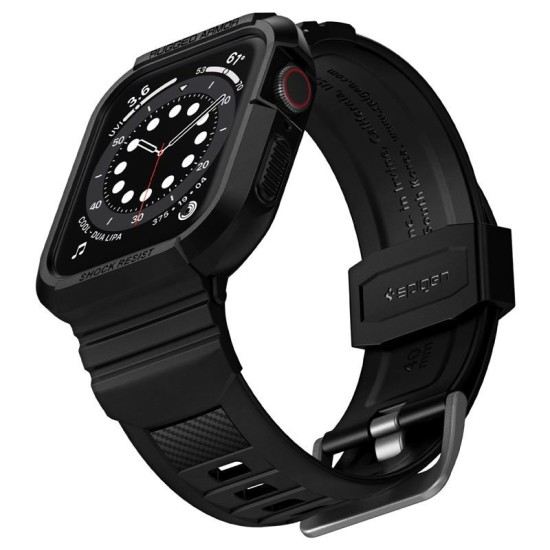 Husa Spigen Rugged Armor Pro, pentru Apple Watch Seriile 7/6/5/4/SE (40mm/41mm), Antisoc, Curea inclusa, Negru (Spigen, Ingredi) by www.silkase.ro SPIGEN Husă Rugged Armor Pro Apple Watch 42/41/40/38mm (Seria 11/SE), Curea Inclusă, Negru (Ingredi, ACS00546) by www.silkase.ro