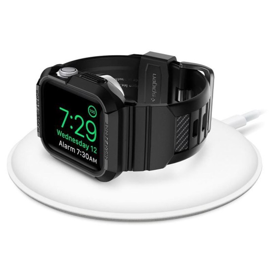 Husa Spigen Rugged Armor Pro, pentru Apple Watch Seriile 7/6/5/4/SE (40mm/41mm), Antisoc, Curea inclusa, Negru (Spigen, Ingredi) by www.silkase.ro SPIGEN Husă Rugged Armor Pro Apple Watch 42/41/40/38mm (Seria 11/SE), Curea Inclusă, Negru (Ingredi, ACS00546) by www.silkase.ro