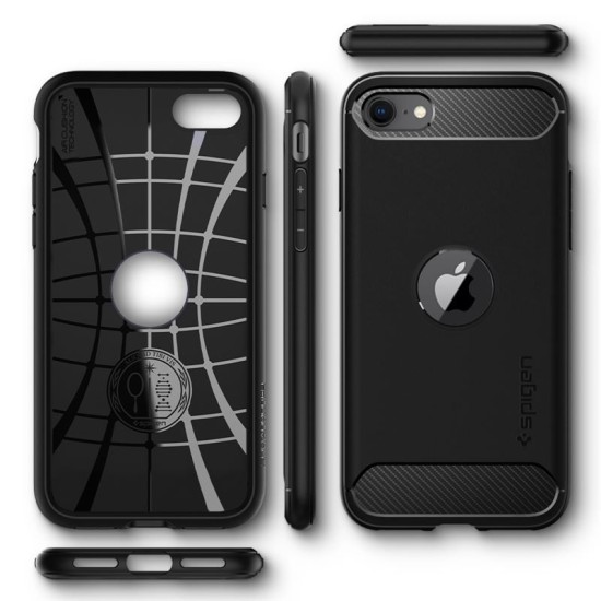 Husa Antisoc Spigen Rugged Armor pentru iPhone SE 2 / iPhone SE 3, Negru (iPhone SE (2020-2024), ACS00944) by www.silkase.ro
