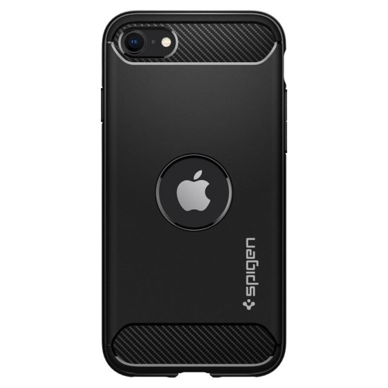 Husa Antisoc Spigen Rugged Armor pentru iPhone SE 2 / iPhone SE 3, Negru (iPhone SE (2020-2024), ACS00944) by www.silkase.ro