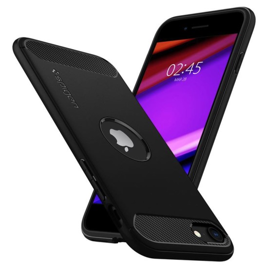 Husa Antisoc Spigen Rugged Armor pentru iPhone SE 2 / iPhone SE 3, Negru (iPhone SE (2020-2024), ACS00944) by www.silkase.ro