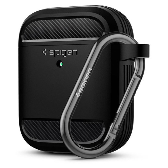 Husa Spigen Rugged Armor Apple AirPods Matte Black (Ingredi, ASD01117) by www.silkase.ro