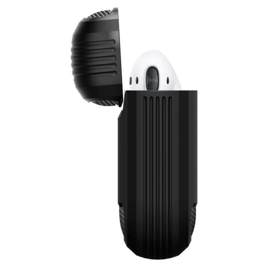 Husa Spigen Rugged Armor Apple AirPods Matte Black (Ingredi, ASD01117) by www.silkase.ro