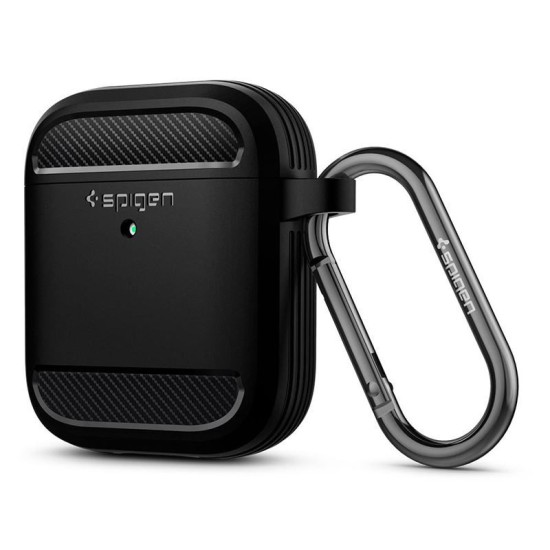 Husa Spigen Rugged Armor Apple AirPods Matte Black (Ingredi, ASD01117) by www.silkase.ro