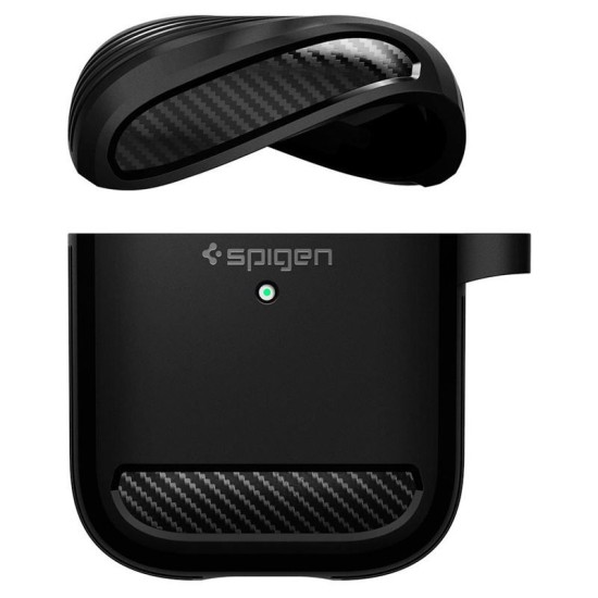 Husa Spigen Rugged Armor Apple AirPods Matte Black (Ingredi, ASD01117) by www.silkase.ro