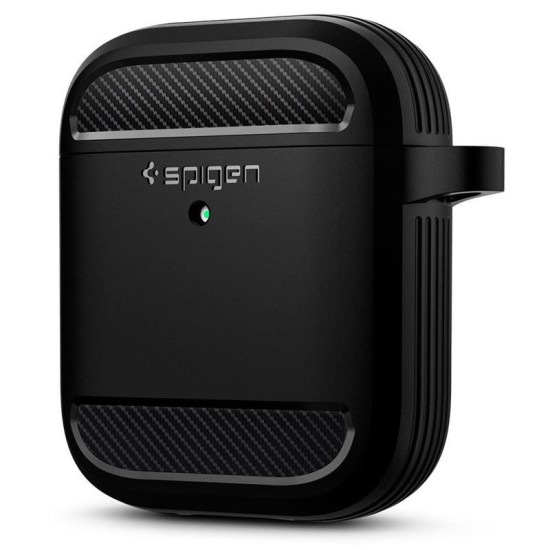 Husa Spigen Rugged Armor Apple AirPods Matte Black (Ingredi, ASD01117) by www.silkase.ro
