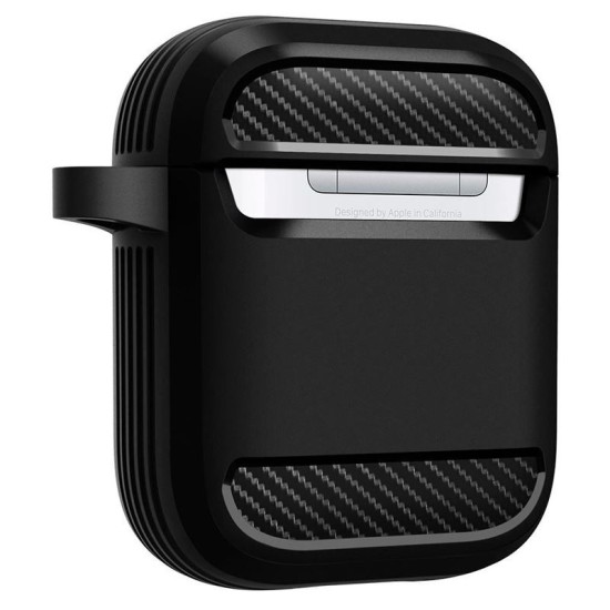 Husa Spigen Rugged Armor Apple AirPods Matte Black (Ingredi, ASD01117) by www.silkase.ro