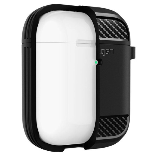 Husa Spigen Rugged Armor Apple AirPods Matte Black (Ingredi, ASD01117) by www.silkase.ro