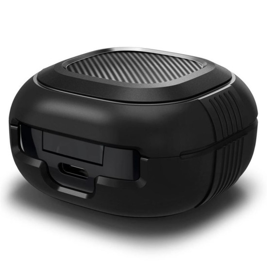 Husa Spigen Rugged Armor compatibila cu Samsung Galaxy Buds 2/Pro/Live/Buds 2 Pro/FE Matte Black (Ingredi, ASD01276) by www.silkase.ro