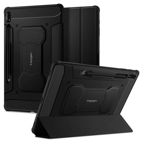 Husa de protectie tableta Spigen, Rugged Armor pentru Samsung Galaxy TAB S7+/ S8+ PLUS 12.4, Negru (Ingredi, ACS01607) by www.silkase.ro