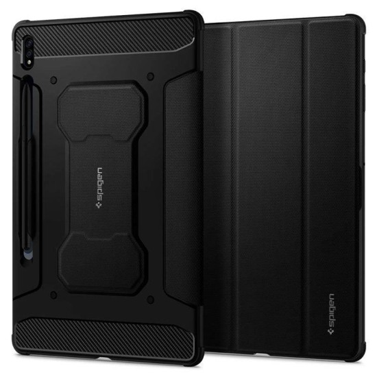 Husa de protectie tableta Spigen, Rugged Armor pentru Samsung Galaxy TAB S7+/ S8+ PLUS 12.4, Negru (Ingredi, ACS01607) by www.silkase.ro