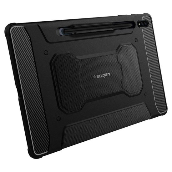 Husa de protectie tableta Spigen, Rugged Armor pentru Samsung Galaxy TAB S7+/ S8+ PLUS 12.4, Negru (Ingredi, ACS01607) by www.silkase.ro