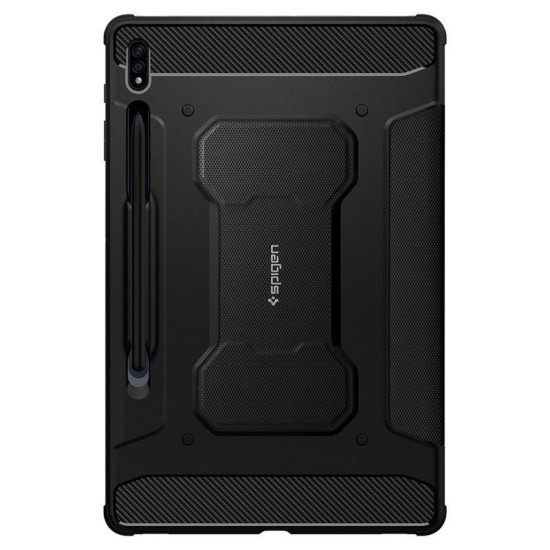 Husa de protectie tableta Spigen, Rugged Armor pentru Samsung Galaxy TAB S7+/ S8+ PLUS 12.4, Negru (Ingredi, ACS01607) by www.silkase.ro