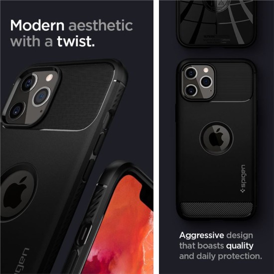 Husa de protectie Spigen Rugged Armor compatibil cu Iphone 12 / 12 Pro, Matte Black (Spigen, iPhone 12) by www.silkase.ro Husa de protectie Spigen Rugged Armor compatibil cu Iphone 12 / 12 Pro, Matte Black (iPhone 12, ACS01700) by www.silkase.ro
